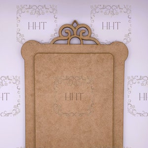 Laser Cut MDF Vintage Style Wood Base Blank and Overlay Plaque 2 pc, Decoupage Mixed Media 29cm x 20cm, 11.5 x 8 , 1/8 , 3mm thick