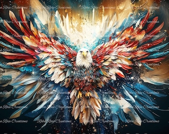 Reba Rose Creations Tissue Paper for Decoupage | Patriotic American Eagle, Americana, 20"x30" | Mixed Media, DIY Craft Supplies