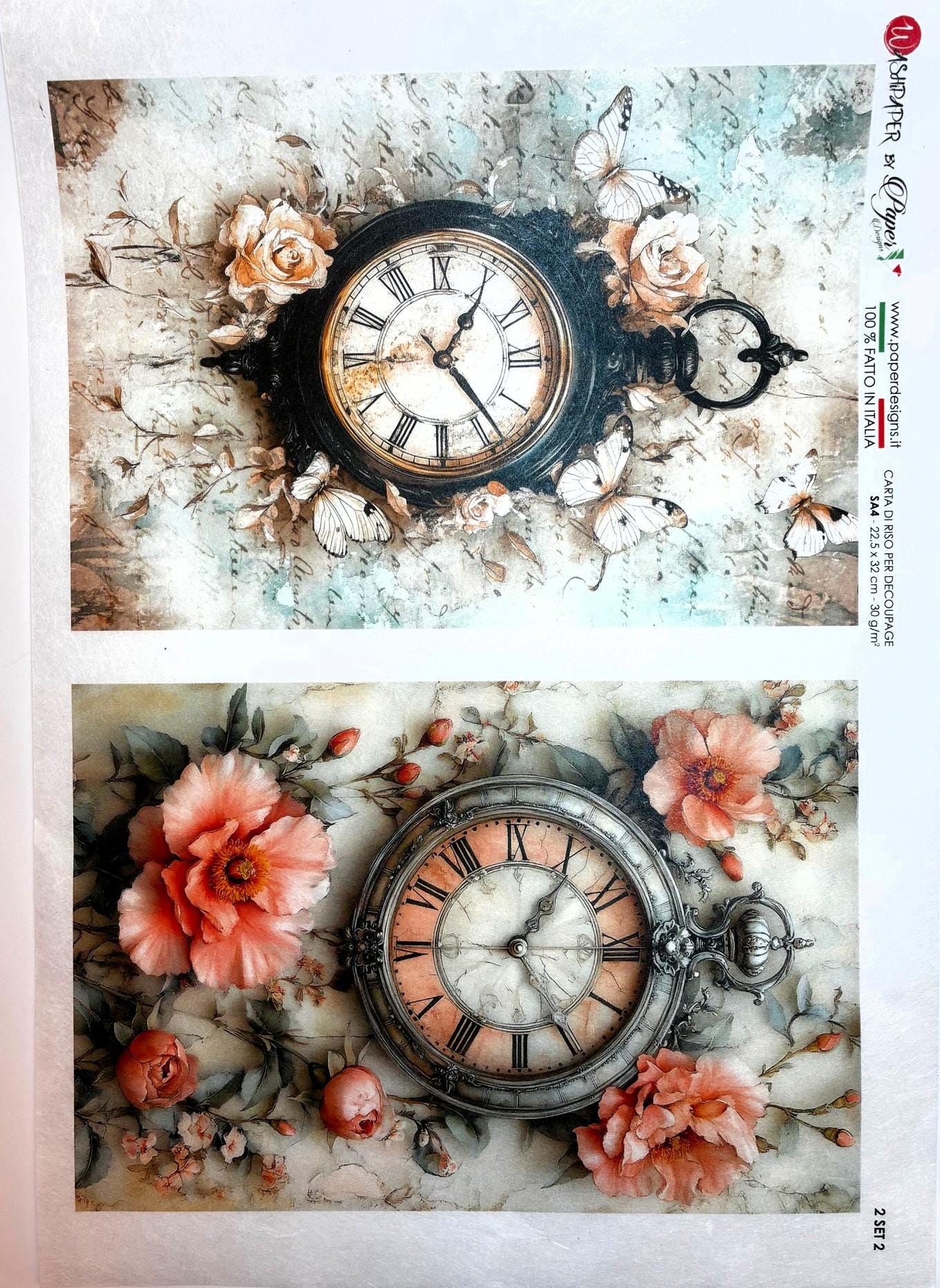 Paper Designs Rice Paper, Vintage Time Pieces, Antique Clocks