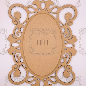 Laser Cut, MDF, Vintage Style, Base, Blank, Overlay Center Oval, Plaque, Panel, 2 pc, Decoupage, Crafts, Mixed Media,, 2 sizes
