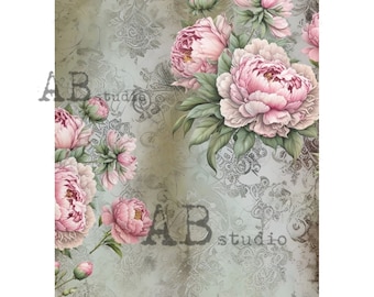 AB Studio Lace Roses Rice Paper for Decoupage, Shabby Chic Vintage A4