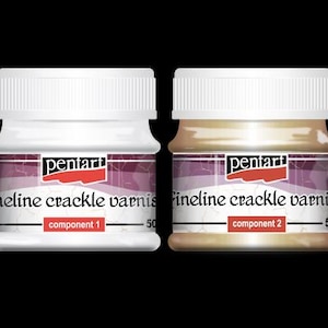 Pentart Fineline Crackle Varnish, 2 component set, Crackle Medium, 2 Step for Fine line cracks, Aged Effect, Distressed, Antique Appearance 50 ml