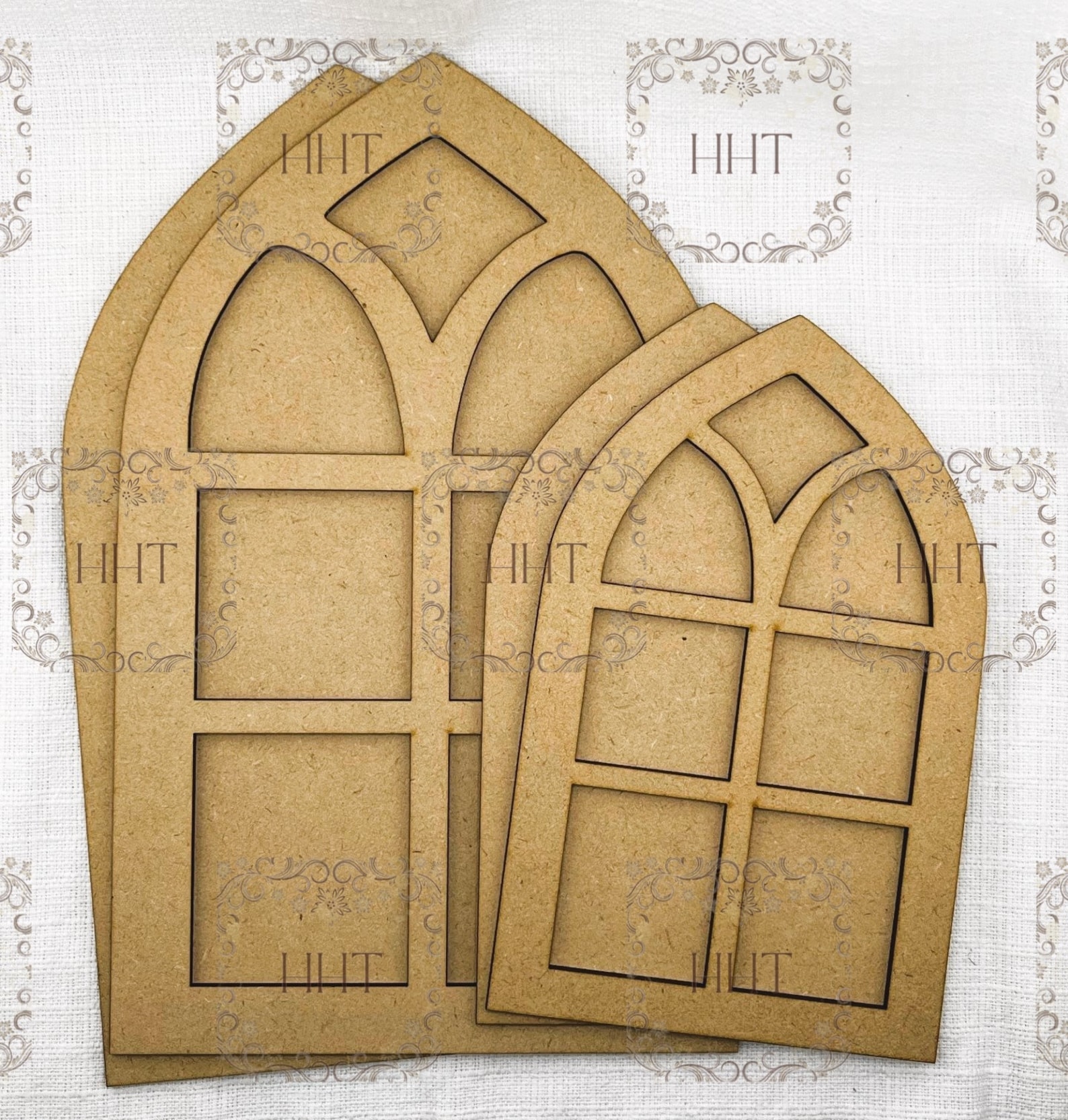 Mdf Model Window Frames Laser Cut MDF, Vintage Style Cathedral Windows, Base Blank for ...