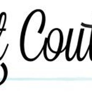 May include: The words "Paint Couture" in elegant black script, with a paintbrush illustration. The paintbrush has a teal drop of paint at the end. The text is on a white background.