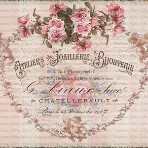 Reba Rose Creations, papier de riz pour découpage, techniques mixtes, roses, amours, shabby chic, style vintage, français, AVC-02 A4 8,27 x 11,6