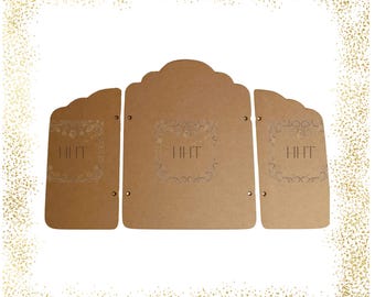 Laser Cut MDF Vintage Style Triptych Blank Panel for Decoupage, Mixed Media, Home Decor, Table Top Screen, 3 Piece Craft Base