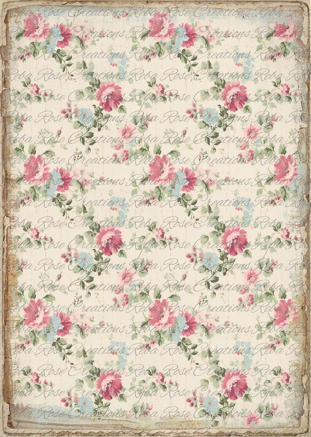 Reba Rose Rice Paper for Decoupage | Vintage Pink Roses Floral Pattern ...