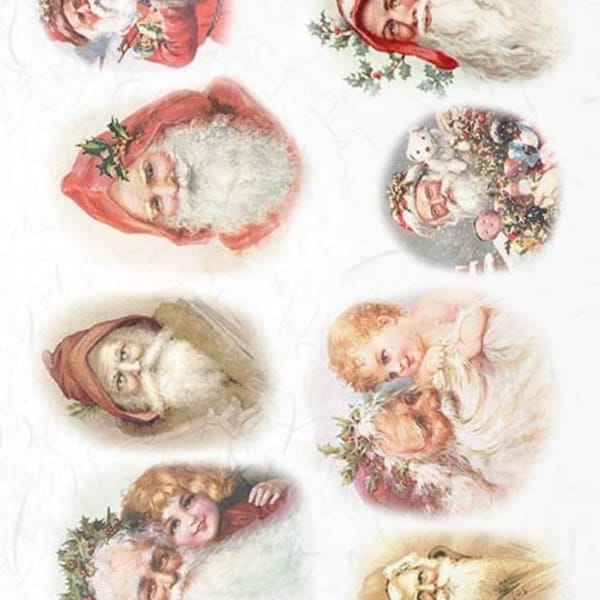 ITD Collection Rice Paper for Decoupage R1006, Size A4 - 210x297 mm, 8.27x11.7 inch, Vintage, Christmas themes, Santa Claus, children