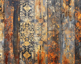 Papel de seda Reba Rose Creations para decoupage / Fondo de madera envejecida con aspecto oxidado, 50 x 76 cm / Técnica mixta, Materiales para manualidades DIY