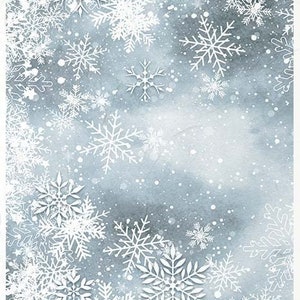 Collection ITD, papier de riz, découpage, technique mixte, R2310, A4, flocons de neige d'hiver 8,27 x 11,7, arrière-plan, papier peint, bleu blanc, cristal, neige