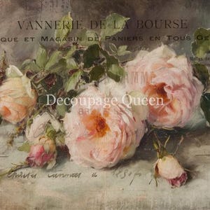 Decoupage Queen, papier de riz, sortie de printemps 2025, Vanessa, roses roses, style vintage, shabby chic, 0718, A4 8,3 x 11,7, techniques mixtes