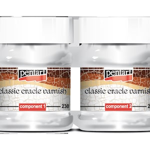 May include: Two white jars of Pentart Classic Cracle Varnish, labeled "component 1" and "component 2", each with a 230 ml capacity.