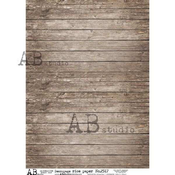AB Studio, Rice Paper, Decoupage, Shabby Chic, Vintage Style, Rustic Wood, Background, Wallpaper,  2517, A4 8.27 X 11.69