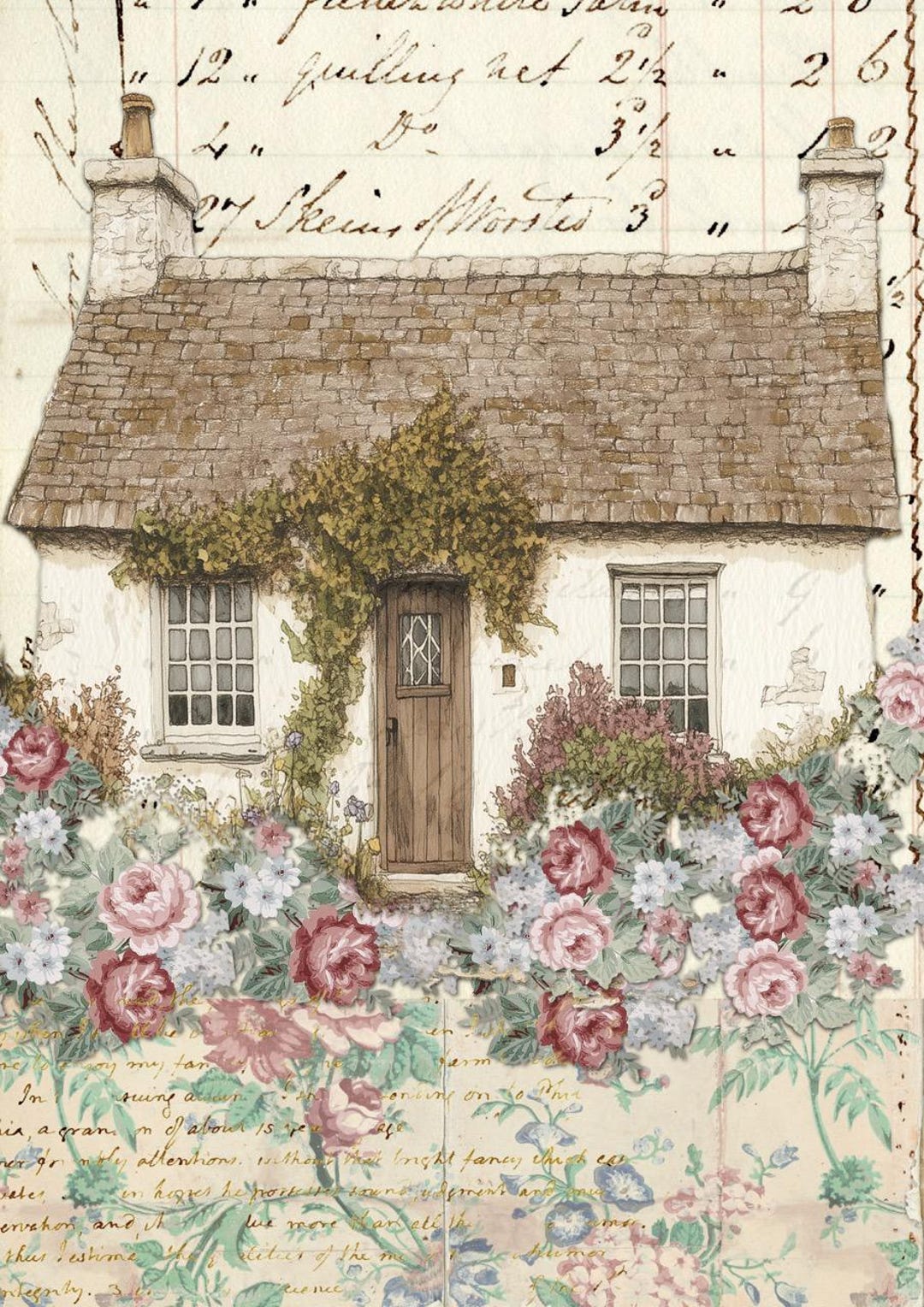 Decoupage Queen Rice Paper, Ellen J Goods, Garden Cottage, Shabby Chic ...