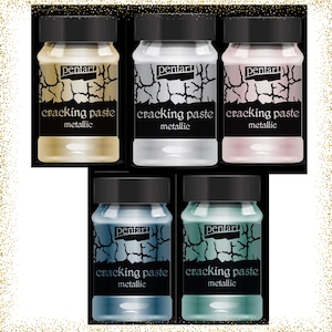 Pentart Metallic Cracking Paste, 100 ml, Rose Gold, Silvery Turquoise, Blue, Silver, Dark Gold, Aged, Antique Effect