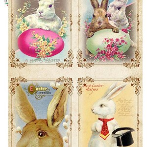 Diseños de papel, papel de arroz, vacaciones, conejos de Pascua, primavera, conejitos, tarjetas, cuadrados, huevos de Pascua, 0099 A4, 8,3 X 11,7 Decoupage, técnica mixta