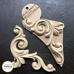 WoodUbend, Juego de 2, Pergamino decorativo, Florituras, WUB1386-7, 17,5 x 8 cm