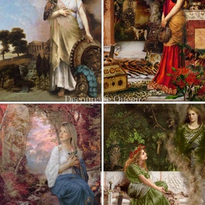 Decoupage Queen, Howard David Johnson, Women of Mythology, DQRP 0333 Size A4, 8.3&quot; X 11.7&quot;, Rice Paper for decoupage