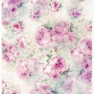 Collection ITD, papier de riz, découpage, R1673, A4 - 8,27 x 11,7, shabby chic, arrière-plan, papier peint, roses rose pastel Techniques mixtes