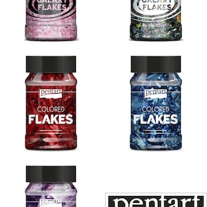 Pentart, paillettes galaxie, paillettes métallisées colorées, 1 g, rose, vert saturne, violet clair, bleu, rouge, flocons de feuilles en métal, métallisé, dorure