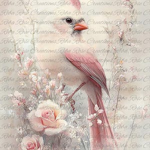 Reba Rose Creations, papier de riz pour découpage, techniques mixtes, blanc, cardinal, roses, shabby chic, 1696, A4 8,27 x 11,6