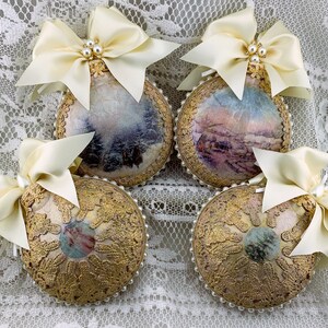 Handcrafted Shabby Chic Vintage Style Mixed Media Winter Landscape ...