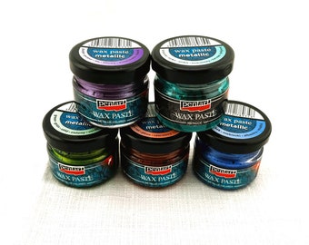 Pentart, Metallic Colored, Wax Paste, 20 ml, Purple, Green, Red, Blue, Turquoise, Bees Wax, Vivid, Shiny