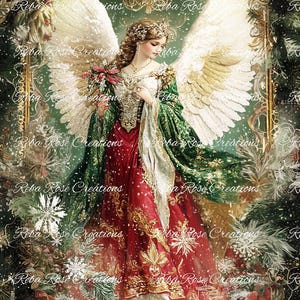 Reba Rose Creations, papier de riz pour découpage, techniques mixtes, Noël, ange, victorien, shabby chic, style vintage, 89, A3, 11,7 x 16,5