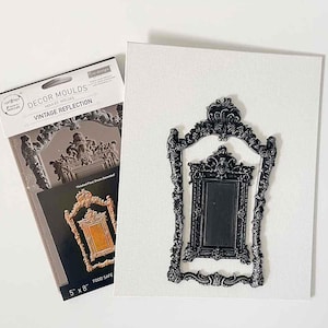 Redesign mit Prima, Silikonform Dekor, Spiegelung Vintage, Rahmen, Barock, Antik Stil, Shabby Chic, Silikonform 5″x8″