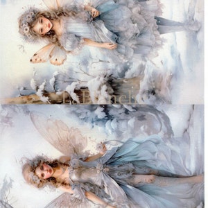 LaBlanche, édition hiver 2024, papier de riz, hiver glacial, fée, ange, filles, style fantastique, shabby chic, LBD380, A4 8,27 x 11,69 pouces