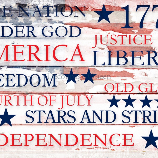 Decoupage Queen, Rice Paper, 2024 Spring Release, 4th of July, Independence Day, Americana, Patriotic, 0584, A4 8.3" X 11.7"