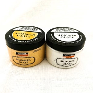 Pentart, Shimmer glaze, 150 ml, Gold, Pearl White, Sparkly, Water based, Novelties