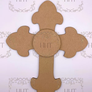 Laser Cut, MDF, Blank, Base, Overlay, Cross, Plaque, Panel, 2 piece, Decoupage, Mixed Media, Craft 8.75 x 11 , 1/8 , 3&quot; Center Overlay