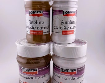Pentart, Fineline Crackle Varnish, 2 Komponenten Set, Crackle Medium, 2 Step für feine Linien Risse, gealtert Effekt, abgenutzt, antikes Aussehen