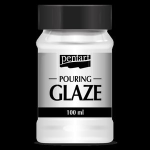 May include: A white plastic bottle with a black lid and label. The label says "pentart POURING GLAZE 100 ml".