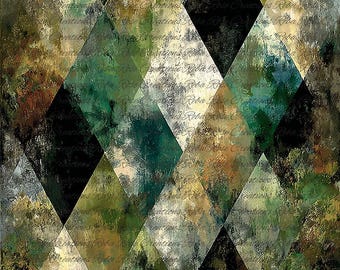 Reba Rose Rice Paper for Decoupage, Green, Emerald Veil Harlequin Pattern, Background, Mixed Media, A4, 8.27 X 11.6