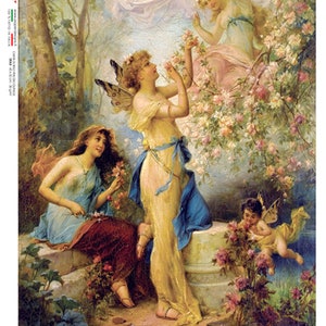 Paper Designs Fairies, Shabby Chic, Vintage Painting, Rice Paper for Decoupage, Mixed  Media, 0074 A4 Size: A4 - 8.3&quot; X 11.7&quot;