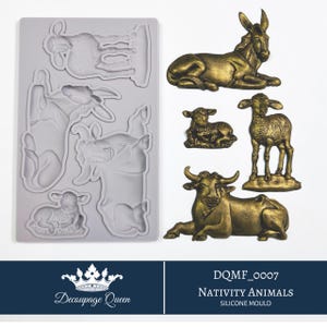 Decoupage Queen Silicone Mould, Limited Edition, Nativity Animals, Sheep, Lamb, Ox, Donkey ,Food Safe Winter, 2024 Release