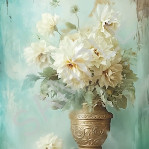 Calambour, papier de riz, design italien, fleurs en pot de rêve, vase, bouquet, édition 2024, shabby chic, style vintage, T165 A4 9 x 12,5