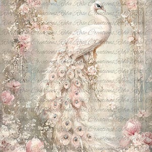 Reba Rose Creations, papier de riz pour découpage, techniques mixtes, rose, paon, fleurs, shabby chic, style vintage, 1681 A4 8,27 x 11,6