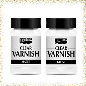 Pentart Clear Varnish, Solvent Based, Glossy and Matte Finish, 100 ml, Protective Clear Coat for Artwork, Crafts, and DIY Projects