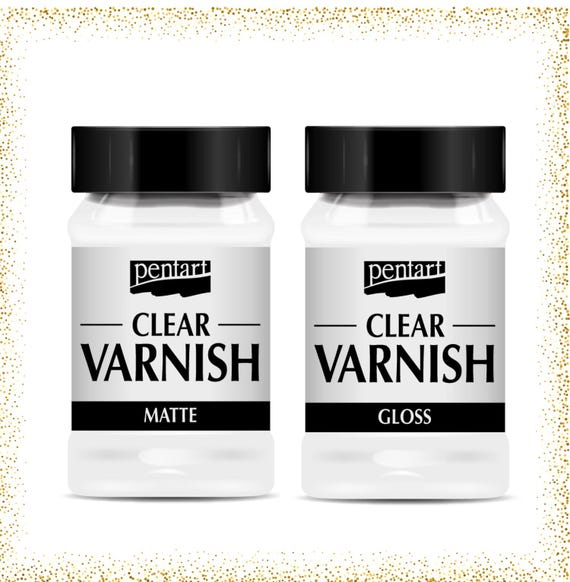 Pentart Clear Varnish, Solvent Based, Glossy and Matte Finish, 100 ml, Protective Clear Coat for Artwork, Crafts, and DIY Projects