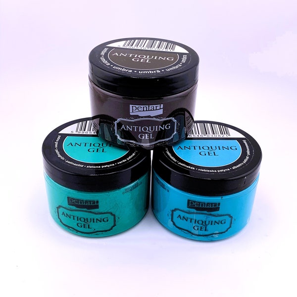 Pentart, Antiquing Gel, 150 ml, Umber, Patina Blue, Patina Green, Aged Effect