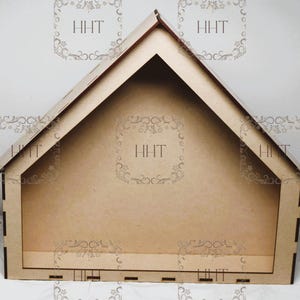 MDF découpé au laser, grange de la nativité, crèche, boîte d'ombre, édition limitée, base vierge à assembler pour le découpage, travaux manuels, techniques mixtes, 2 tailles