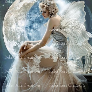 Reba Rose Creations, papier de riz pour découpage, techniques mixtes, céleste, fée de la lune, shabby chic, 1156, A4 8,27 x 11,6