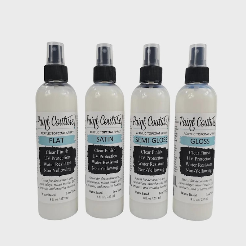 Paint Couture, Clear Acrylic Spray, Topcoat, Fine Mist Varnish, Satin, Gloss, Semi-Gloss Finishes image 1