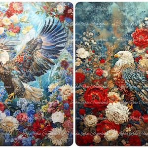 Reba Rose Creations, papier de riz, découpage, techniques mixtes, rouge, blanc, bleu, patriotique, pygargue à tête blanche, roses, shabby chic, 1076, A4 8,27 x 11,6
