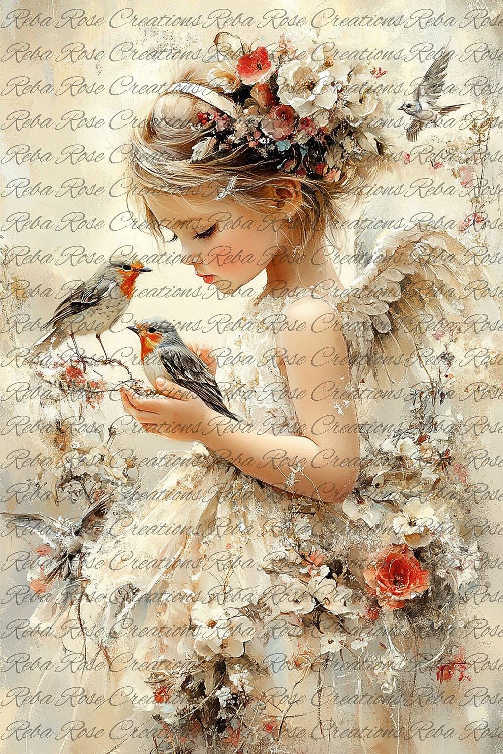 Reba Rose Creations, Rice Paper, Decoupage, Mixed Media, Fairy