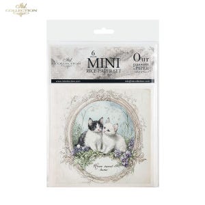 ITD Collection, Rice Paper, Mini Set, Cats, Kittens, Home Sweet Home, Rounds, Floral, 6 Sheets, 5x8, RSM119, Decoupage, Mixed Media, RSM165