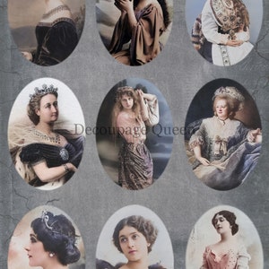 Reina del Decoupage, Papel de Arroz, Lanzamiento Otoño 2023, DPRP-0480 A4, Decoupage 8.3" X 11.7", Vintage, Damas, Retratos Ovalados, Estilo Antiguo, Reinas